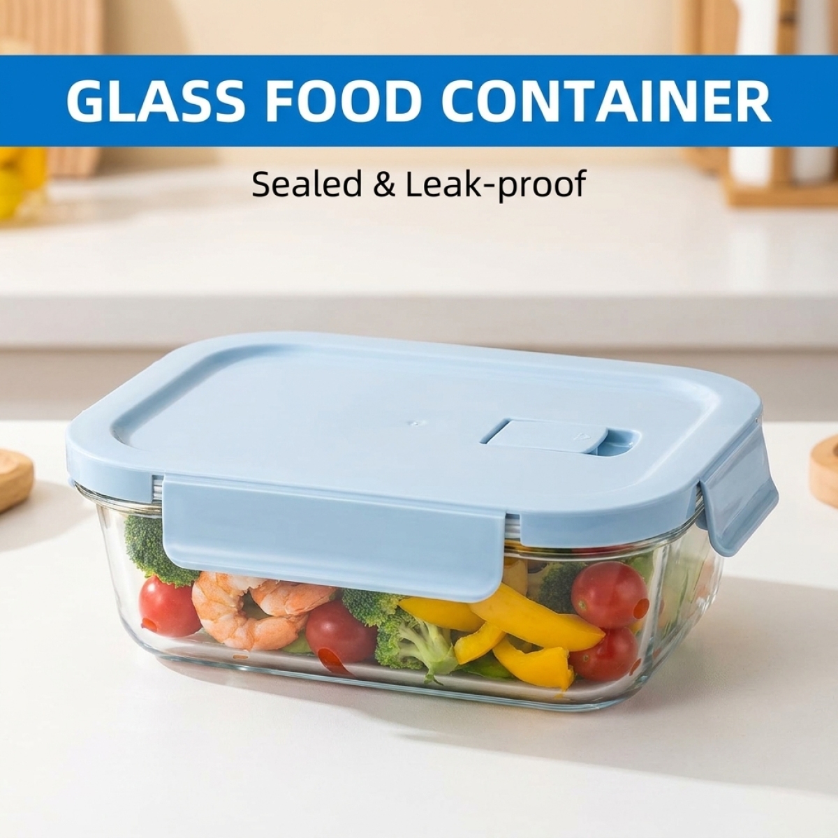Meal Prep Or Prep Meal - Blue Glass Lunch Box–High Borosilicate Meal