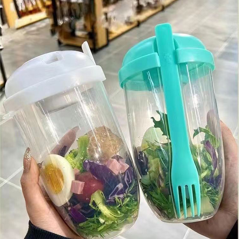Meal Prep Kit - 1PC White/Green Portable Bottle Salad Shaker