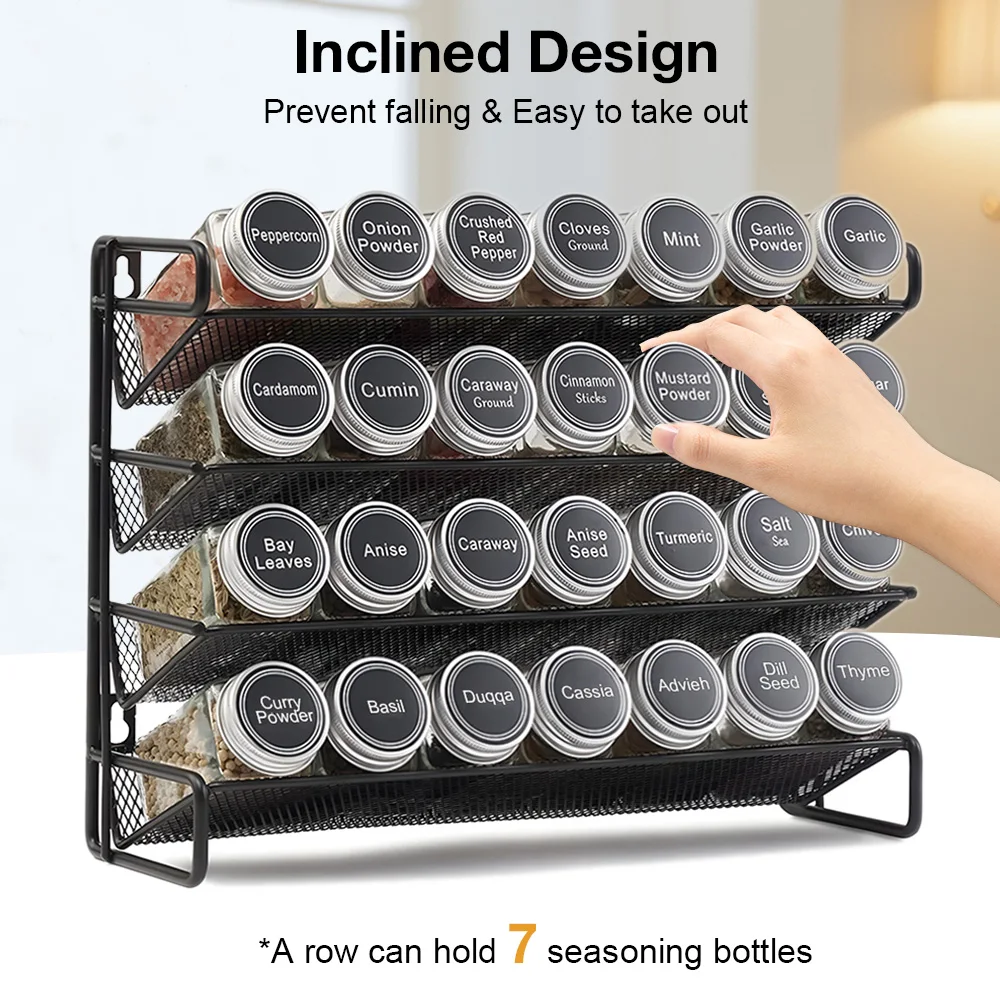 Spice Jar Labels - 3/4 Tiers Kitchen Spice Jars Organizer