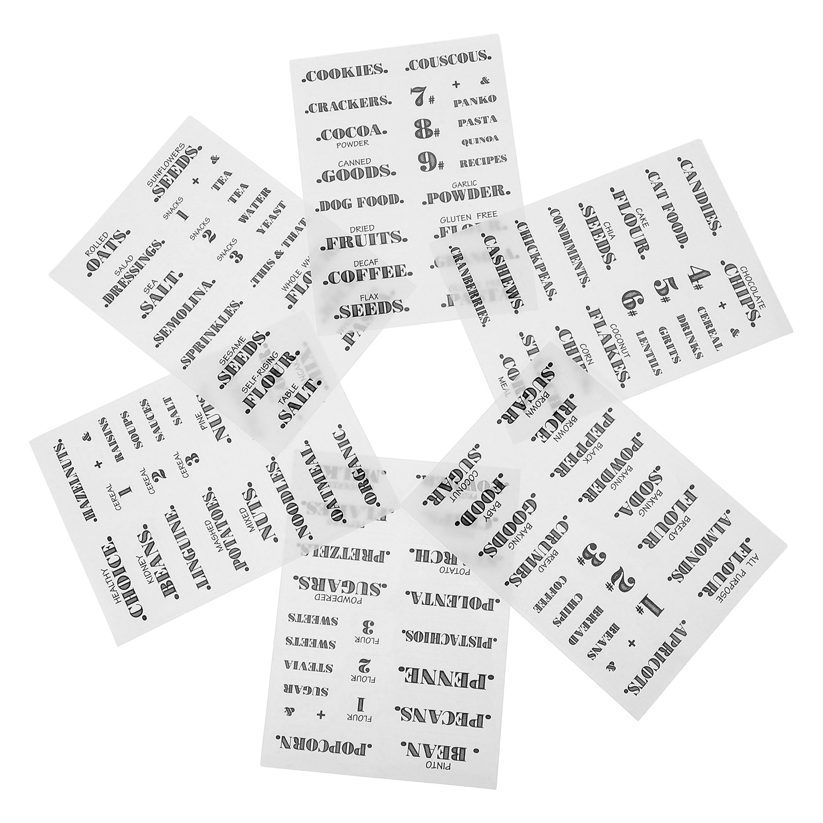 Spice Jar Labels - 6 Sheets Waterproof Removable Kitchen Organization