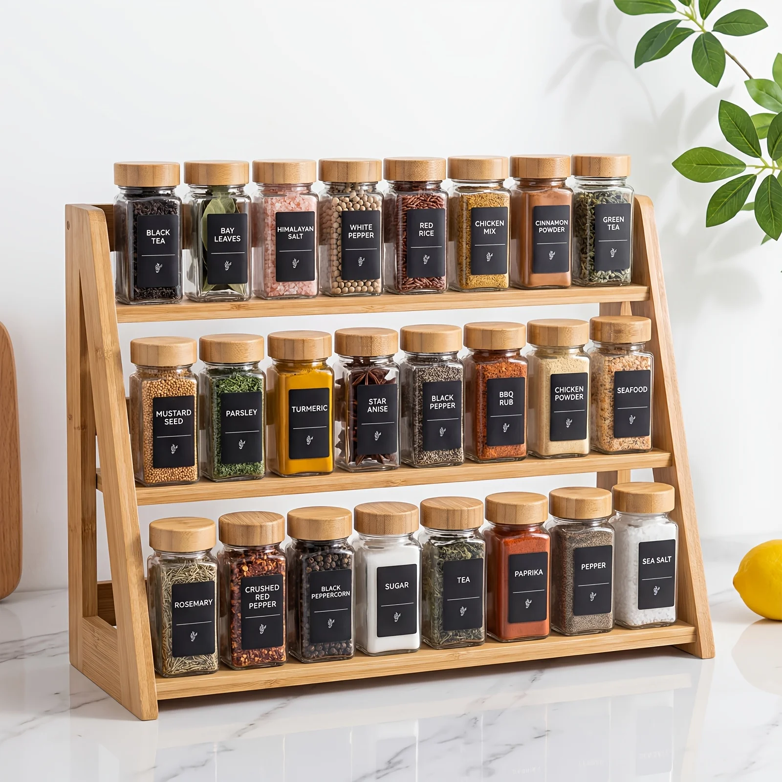 Spice Jar Labels - DDHOME 24pcs 4oz Square Spice Jars