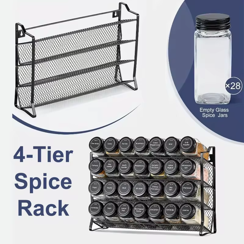 4 Tier Cupboard Storage Shelf  – обзор и цена Spice Jar Labels