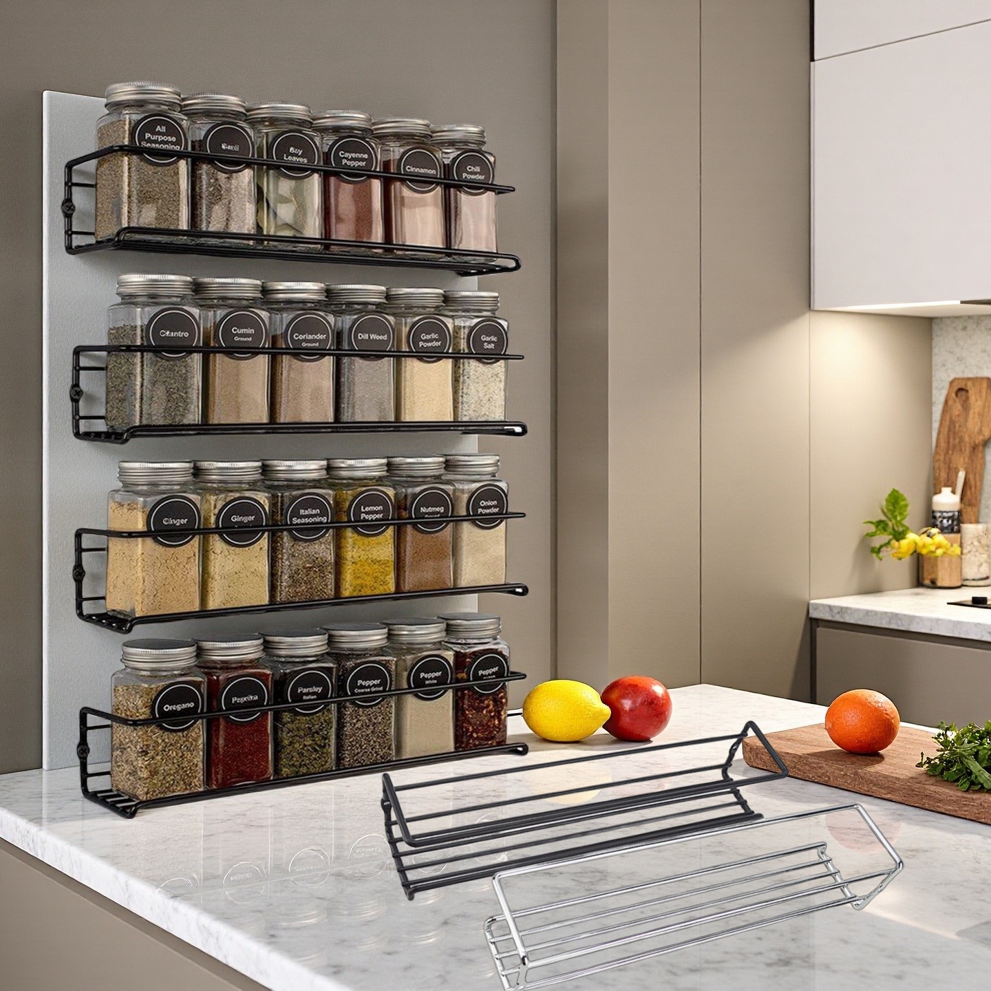 2PCS Kitchen Spice Rack Metal  – обзор и цена Spice Jar Labels