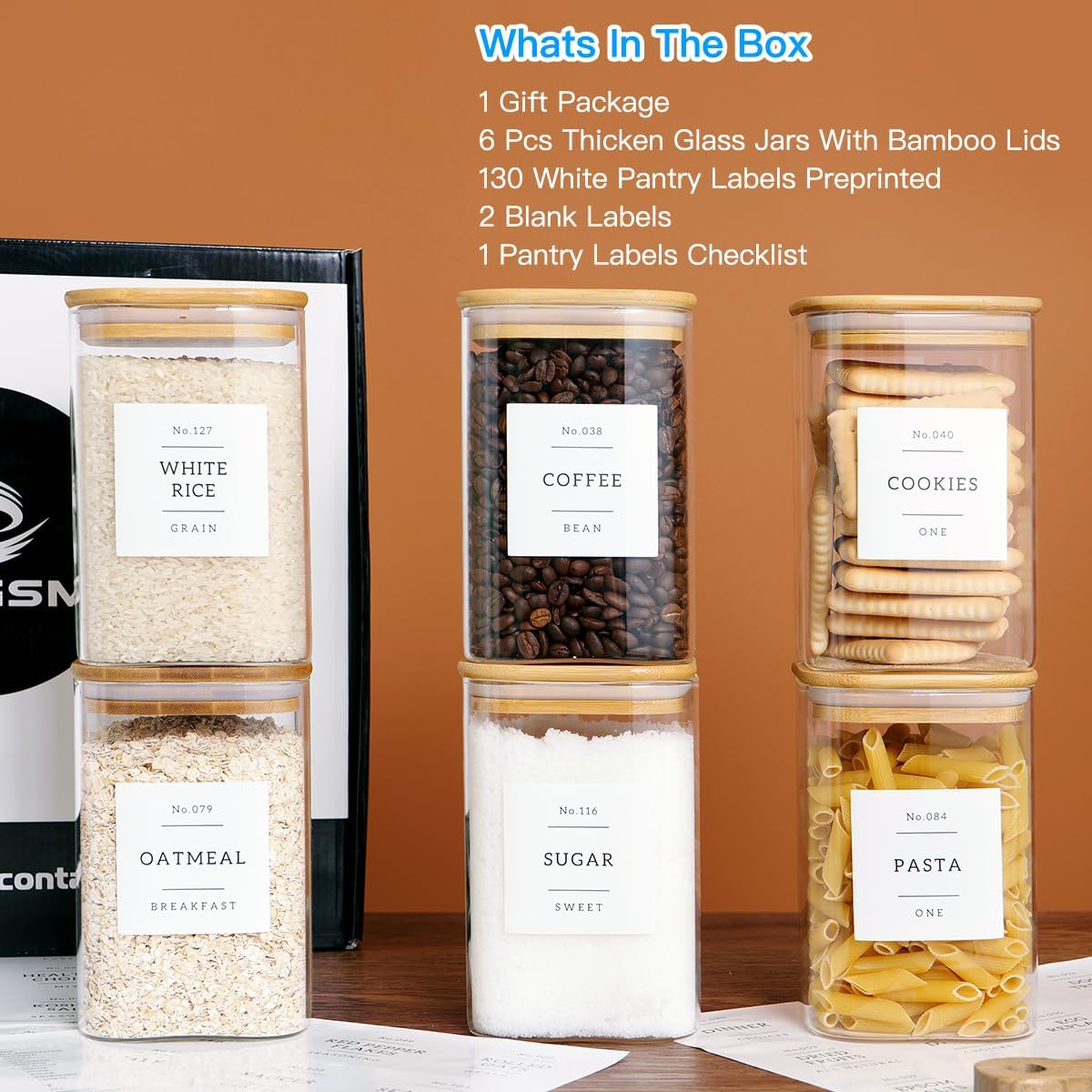 6 Pack Square Kitchen Storage  – обзор и цена Spice Jar Labels