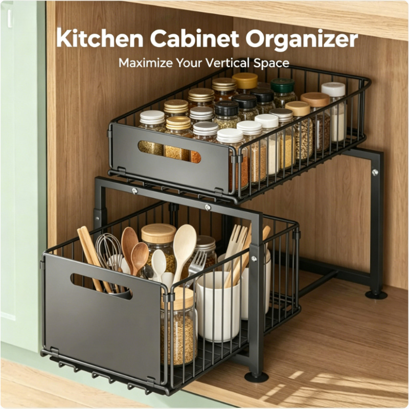 2 Tier Under Sink Organizer Pu – обзор и цена Spice Jar Labels