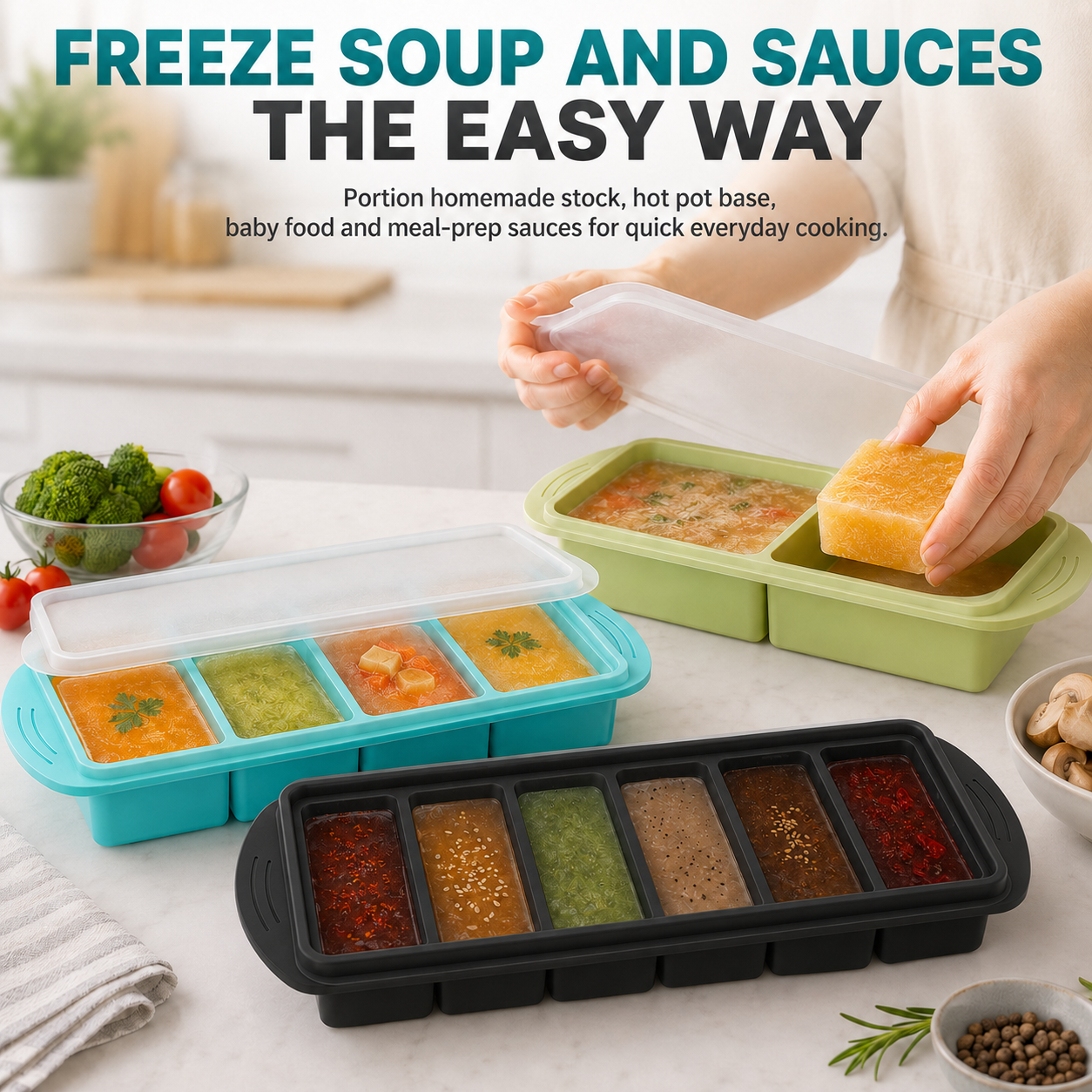 3 Pack Silicone Freezer Trays  – обзор и цена Meal Prep Kit