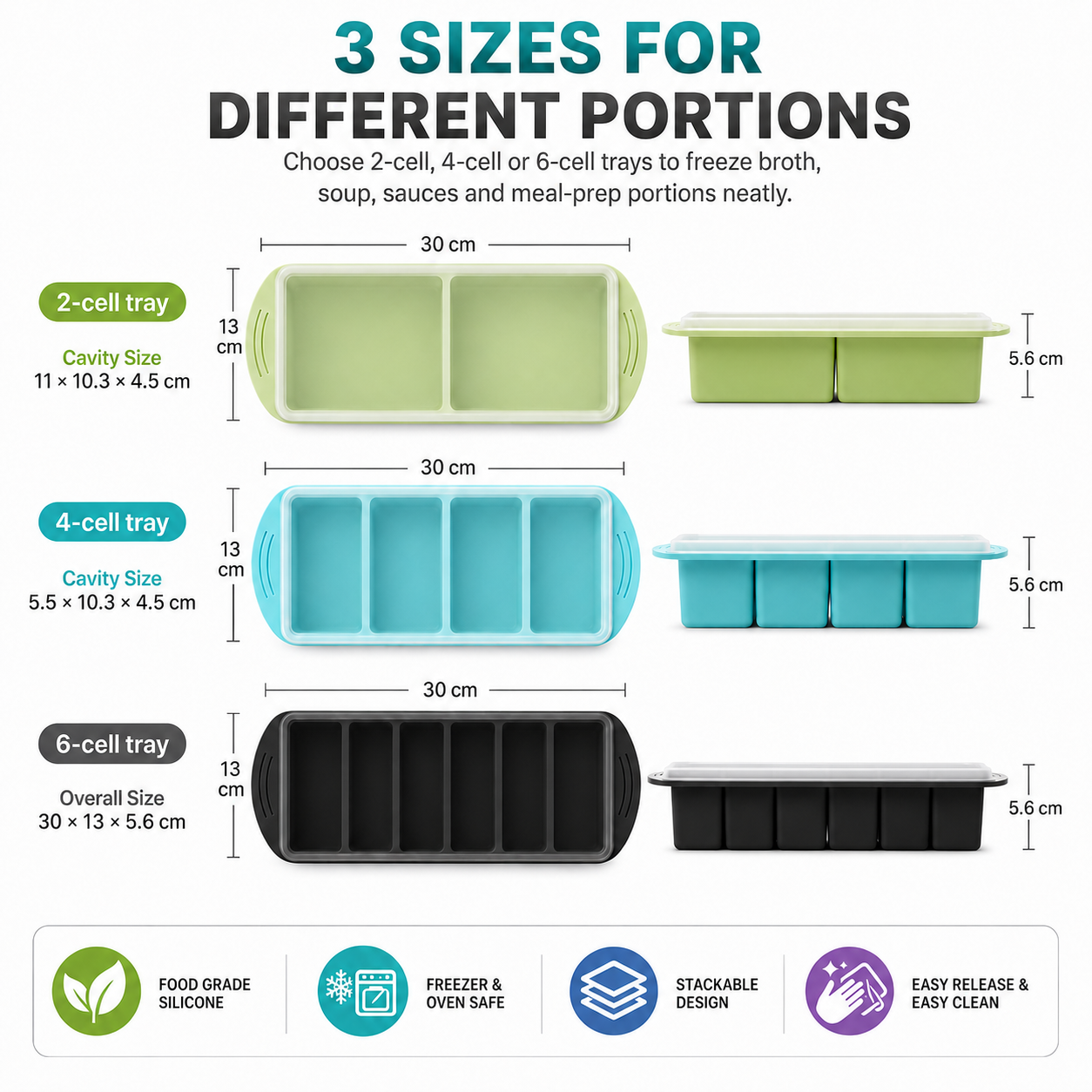 3 Pack Silicone Freezer Trays  – обзор и цена Meal Prep Kit