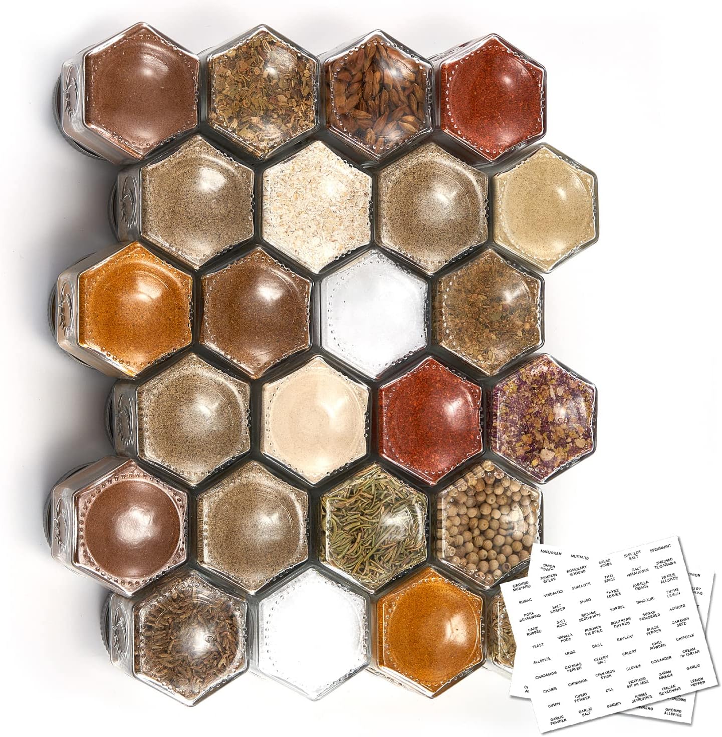 24 Hexagon Magnetic Spice Jars – обзор и цена Spice Jar Labels