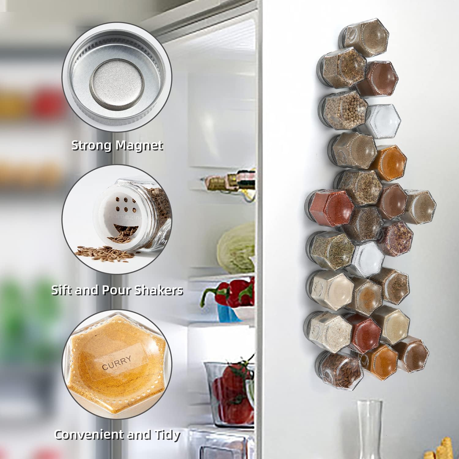 24 Hexagon Magnetic Spice Jars – обзор и цена Spice Jar Labels