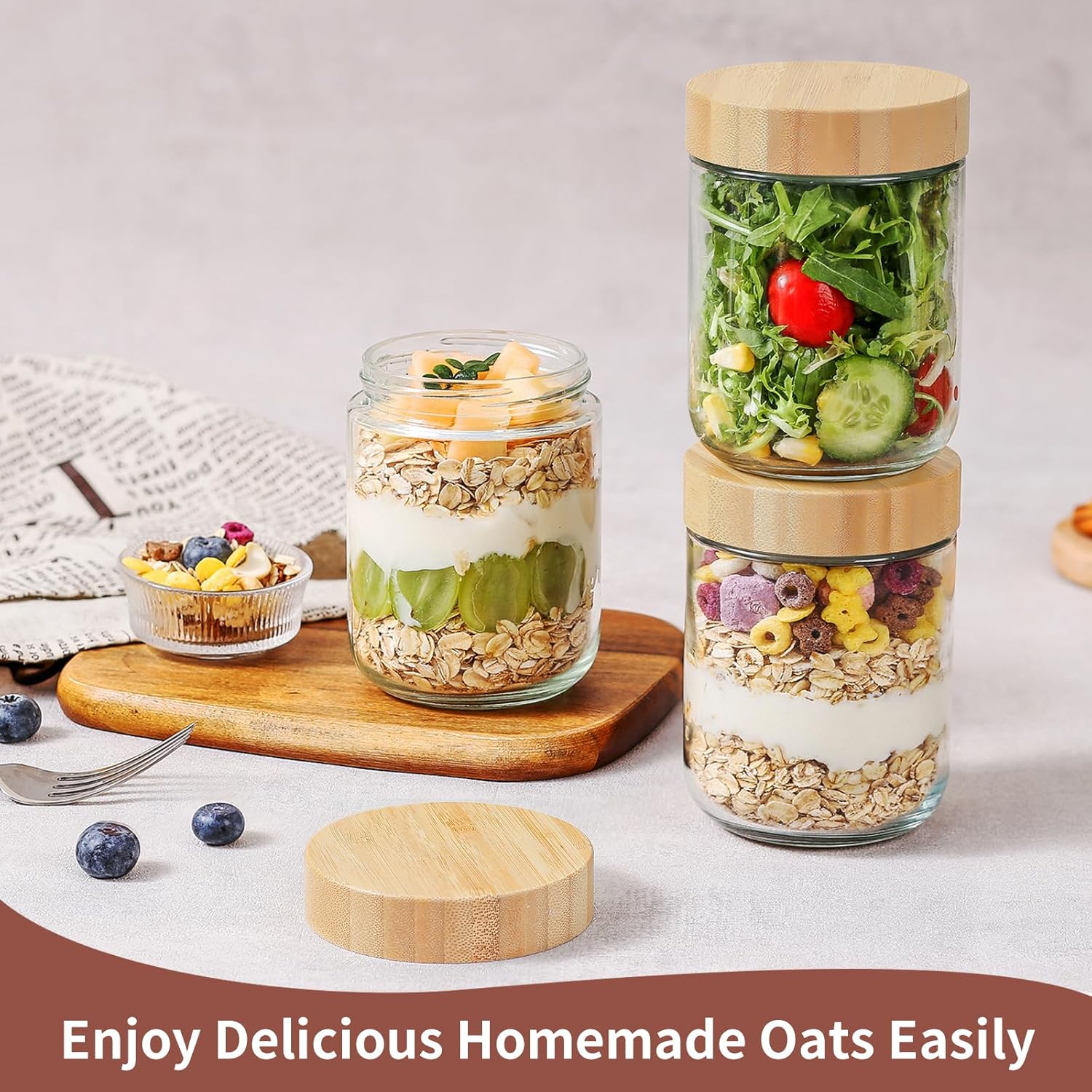 16 Oz Glass Jars with Bamboo L – обзор и цена Meal Prep Jar Salad